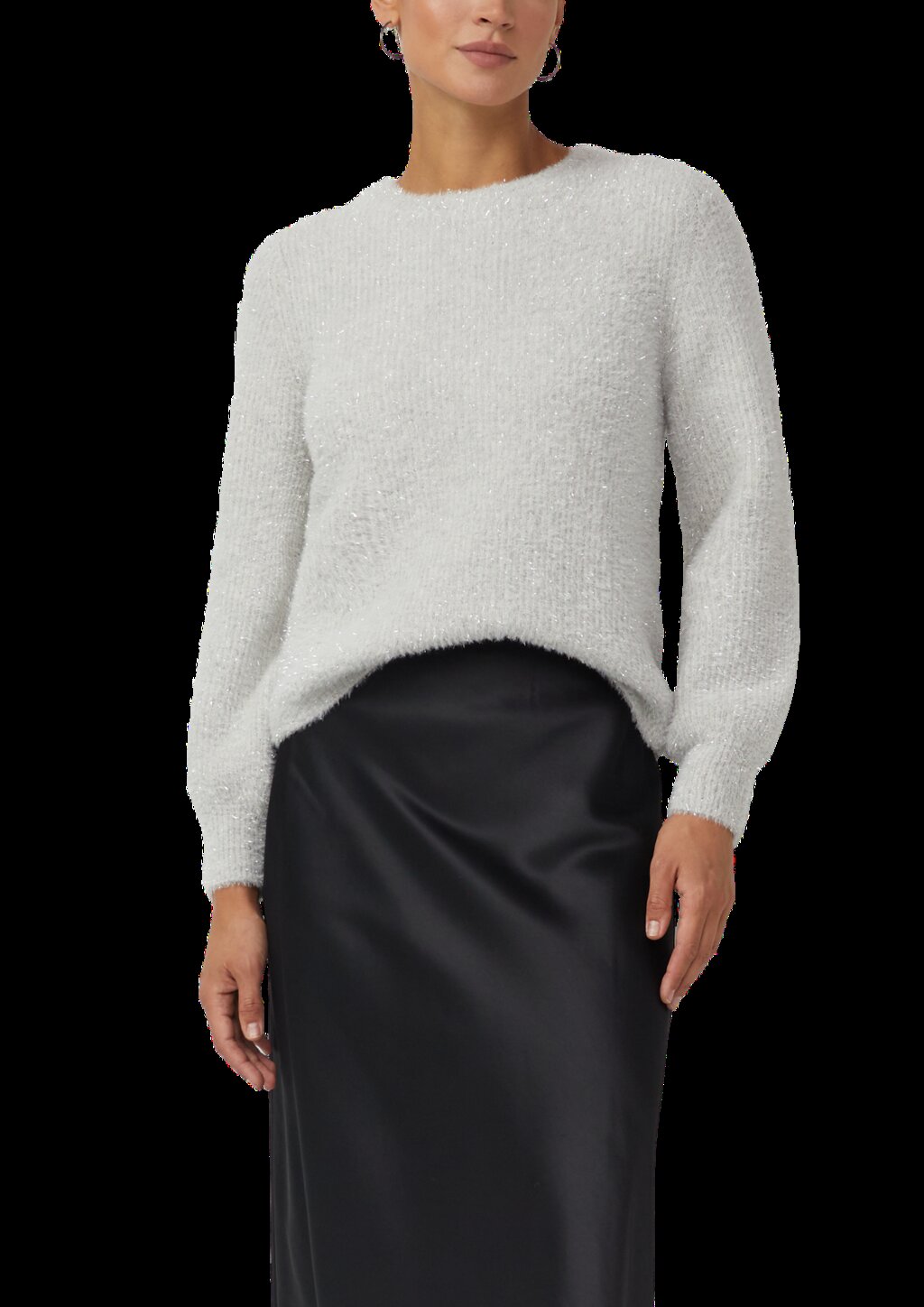 Flauschiger Strickpullover mit Glitzergarn