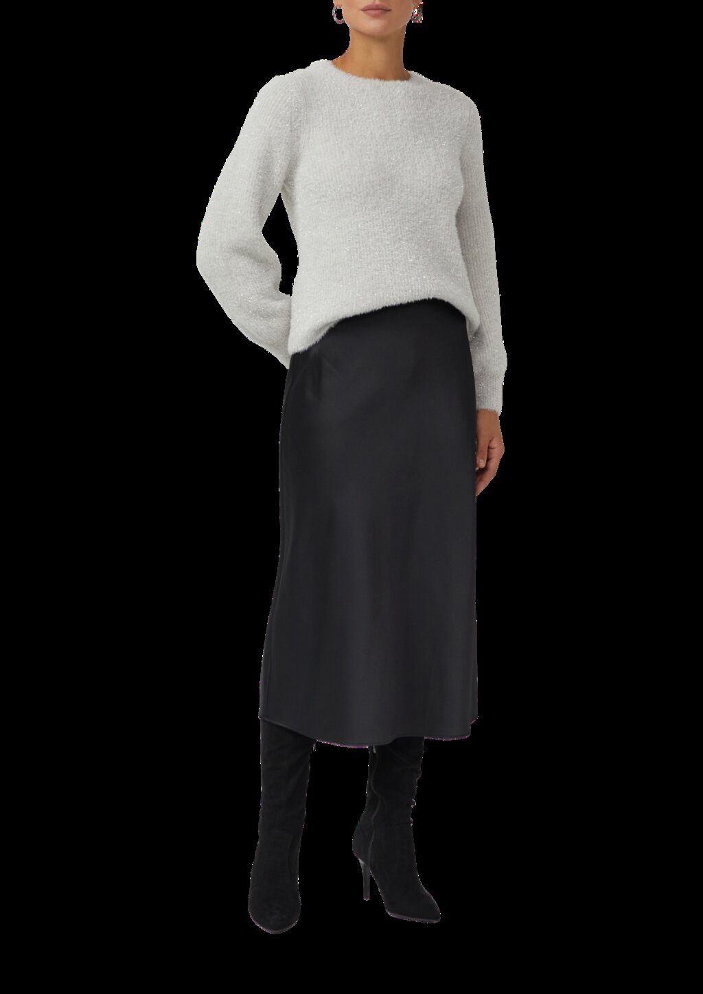 Flauschiger Strickpullover mit Glitzergarn