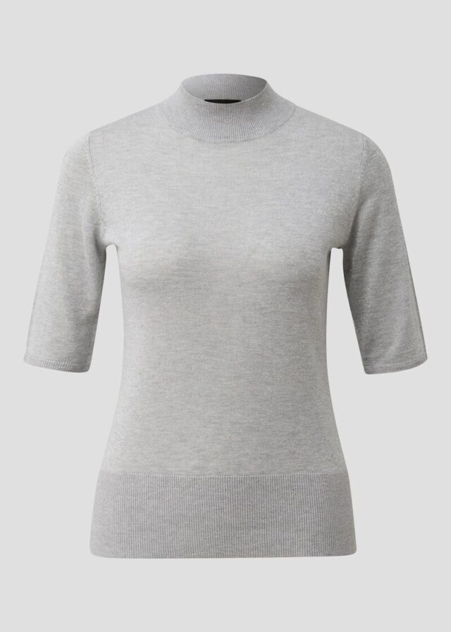 Kurzarm-Feinstrickpullover aus Viskose mit Glitzergarn