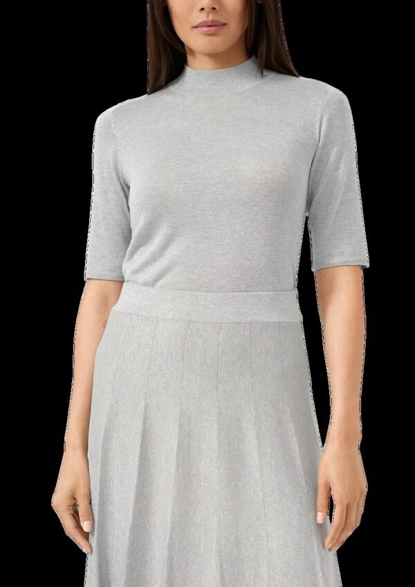 Kurzarm-Feinstrickpullover aus Viskose mit Glitzergarn