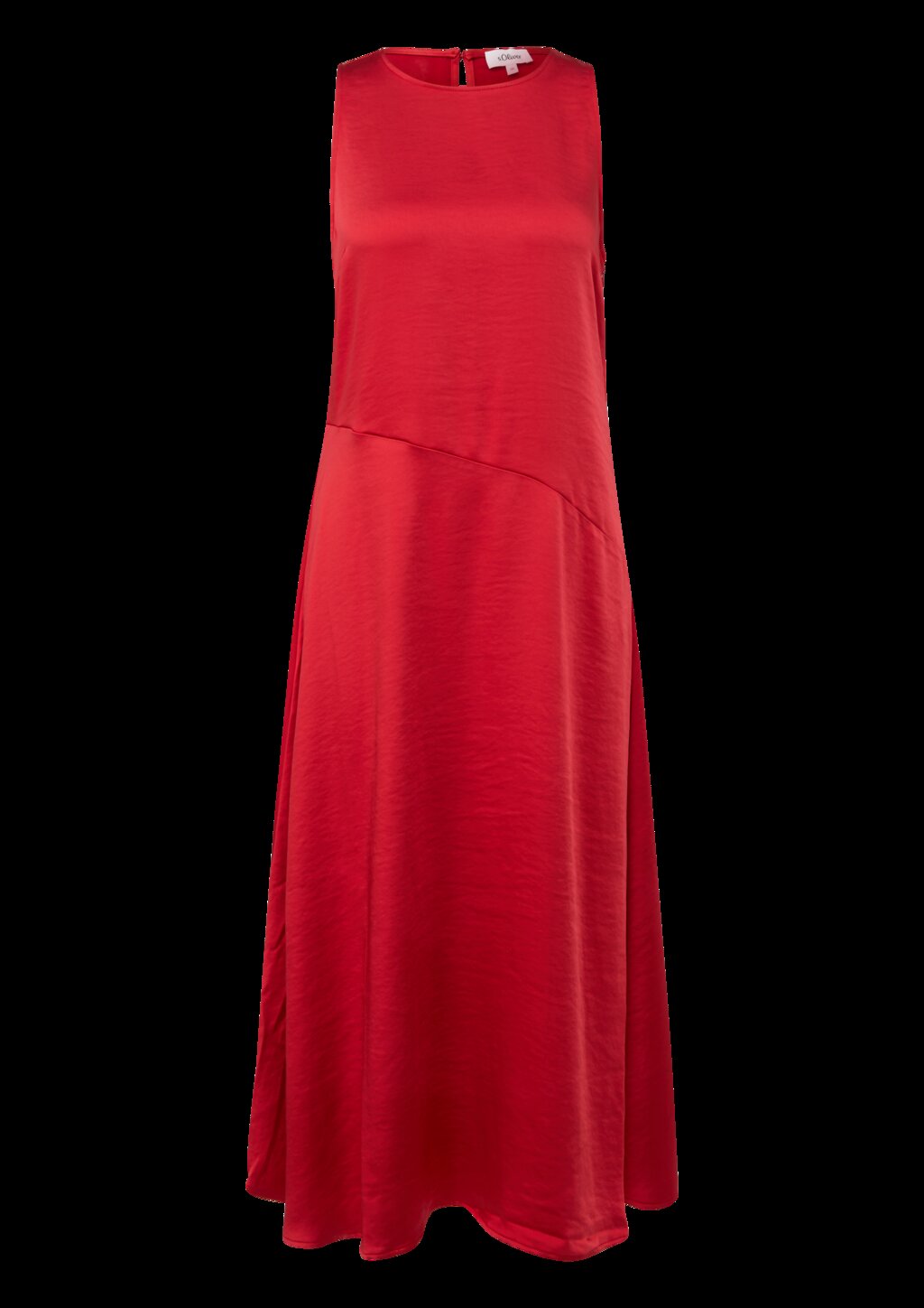 Ärmelloses Satinkleid mit diagonaler Ziernaht