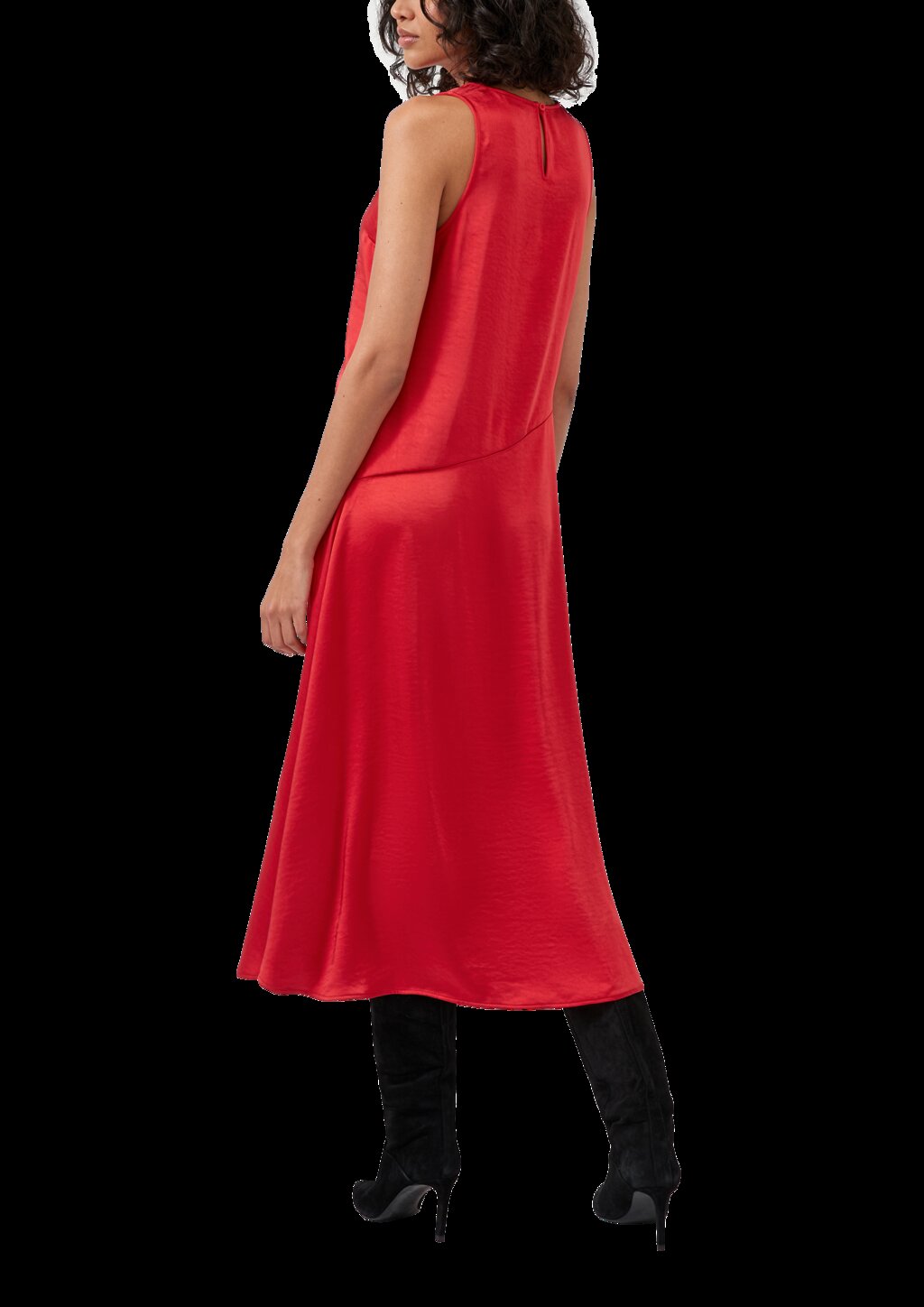 Ärmelloses Satinkleid mit diagonaler Ziernaht