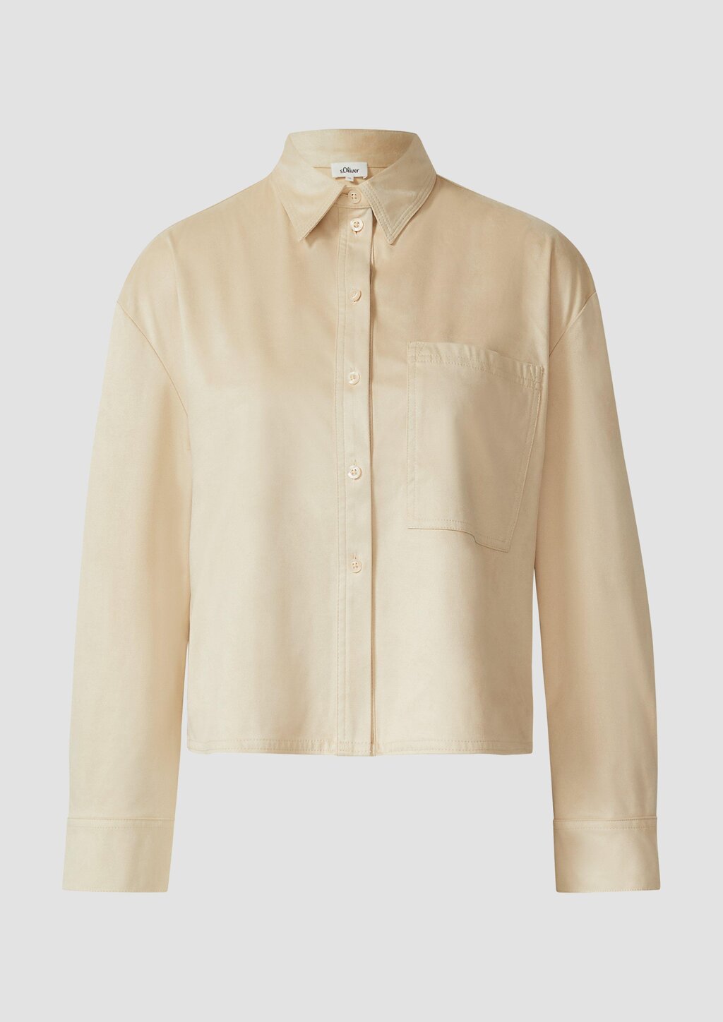 Verkürzte Hemdbluse in Velours-Optik