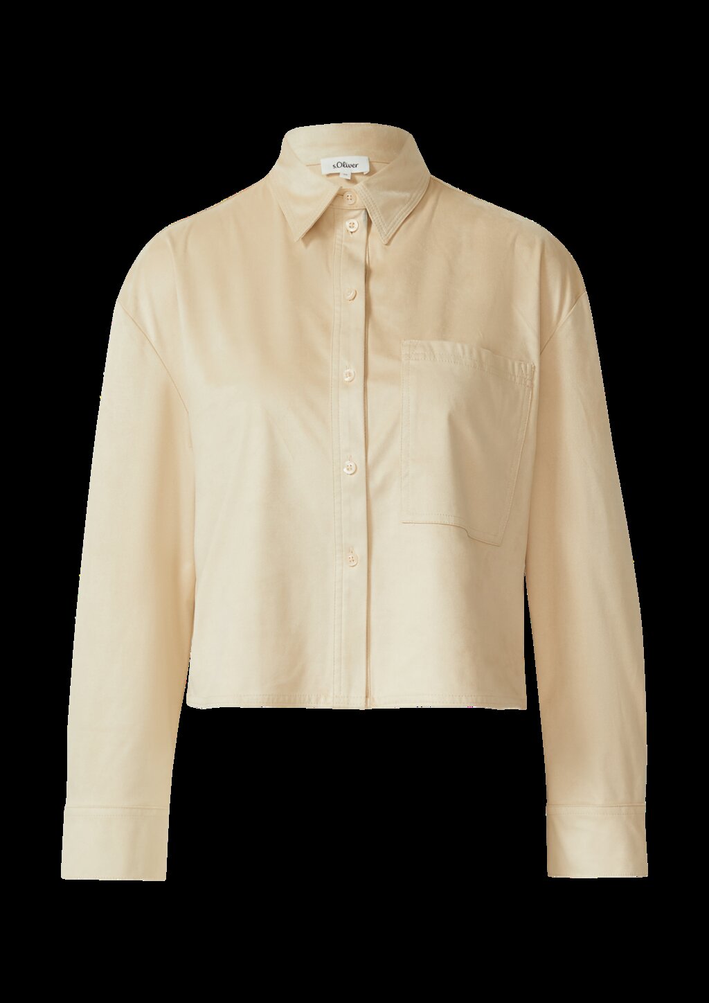 Verkürzte Hemdbluse in Velours-Optik