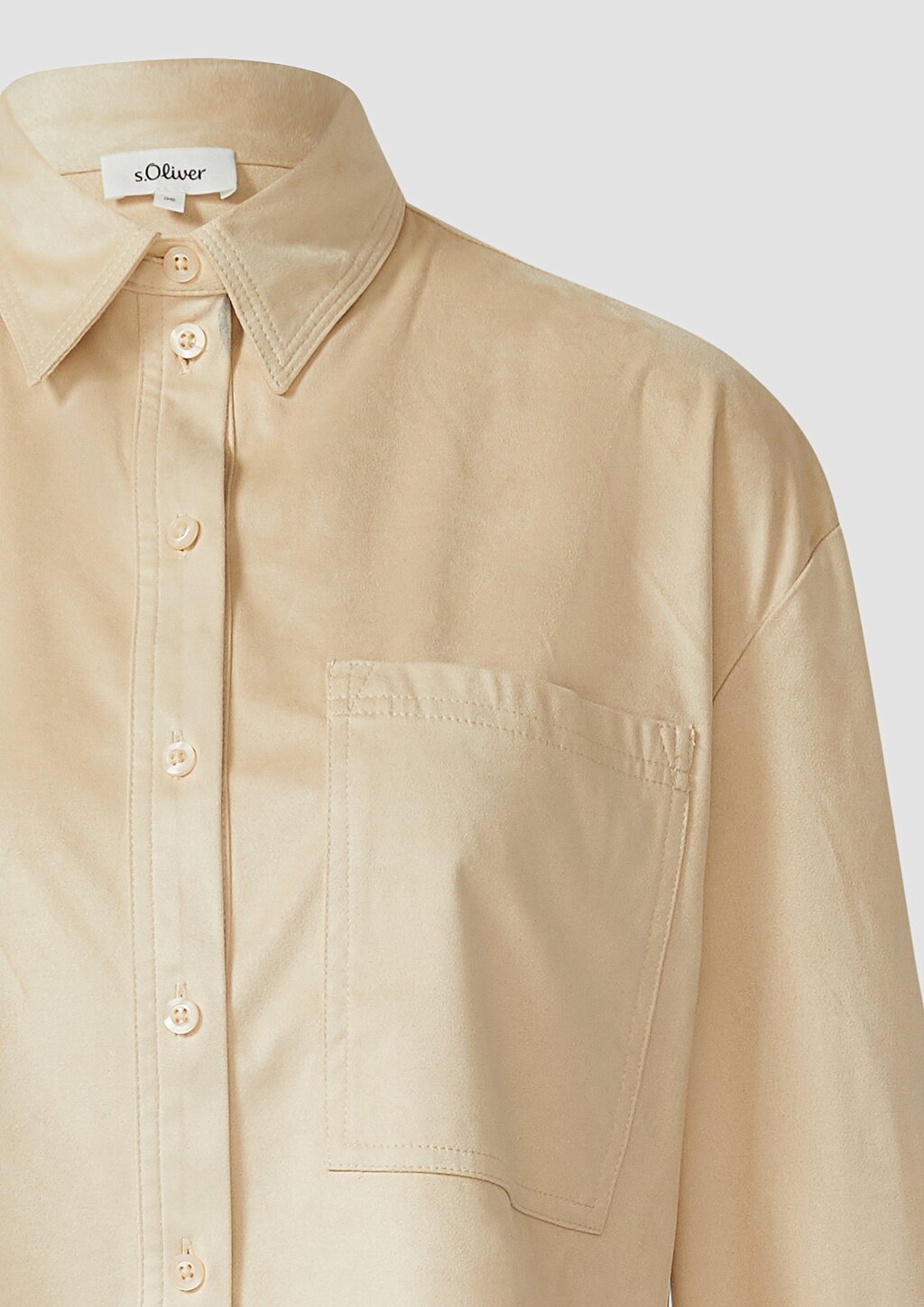 Verkürzte Hemdbluse in Velours-Optik