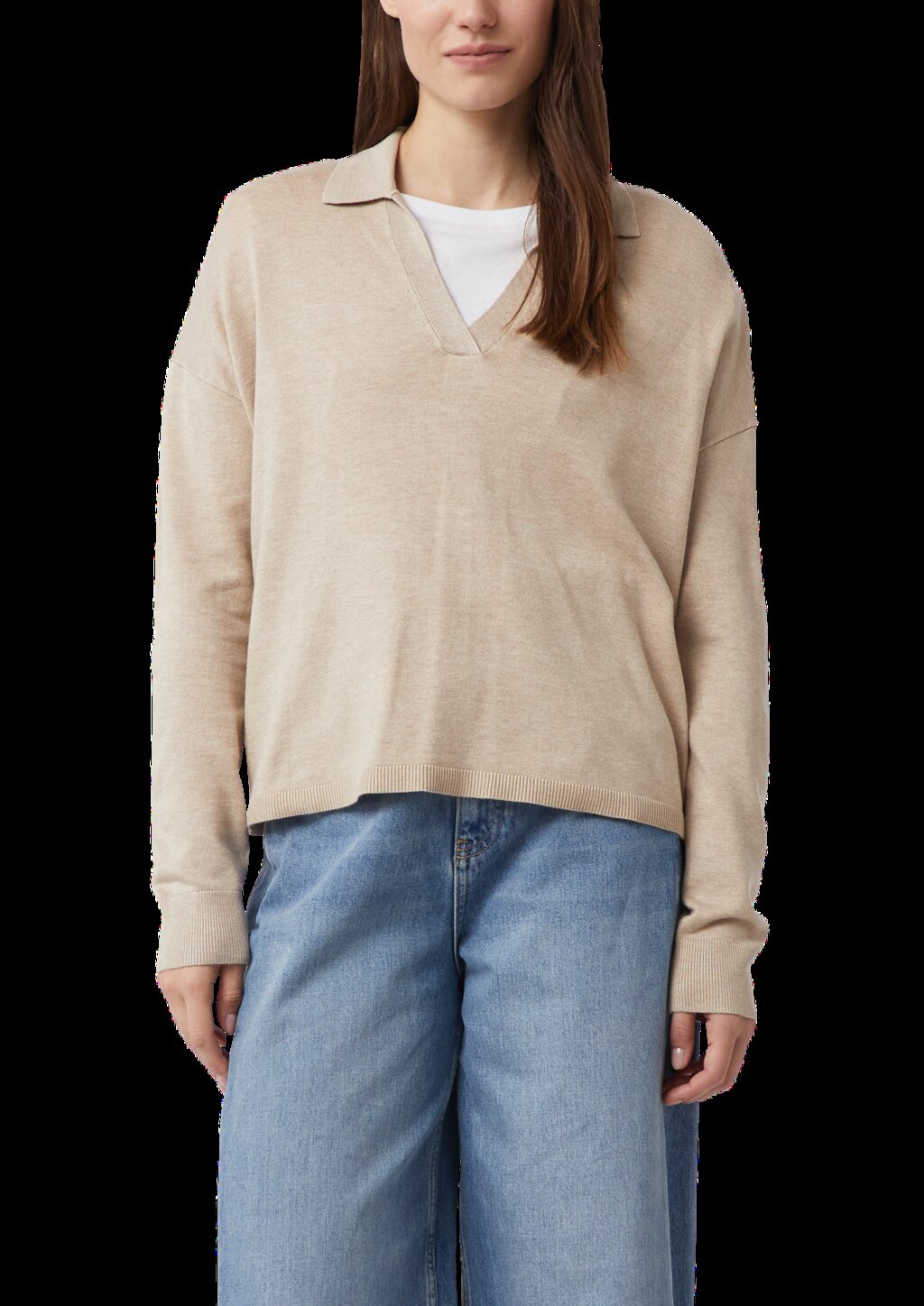 Feinstrickpullover aus Viskosemix mit Polokragen