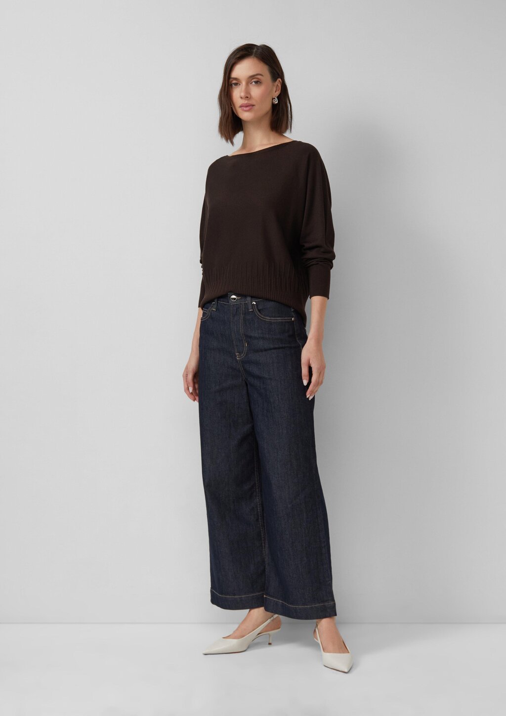 Feinstrick-Pullover mit Strukturmuster am Saum