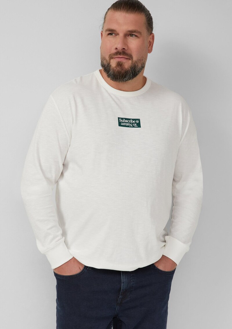 Longsleeve mit Flammgarnstruktur und Frontprint