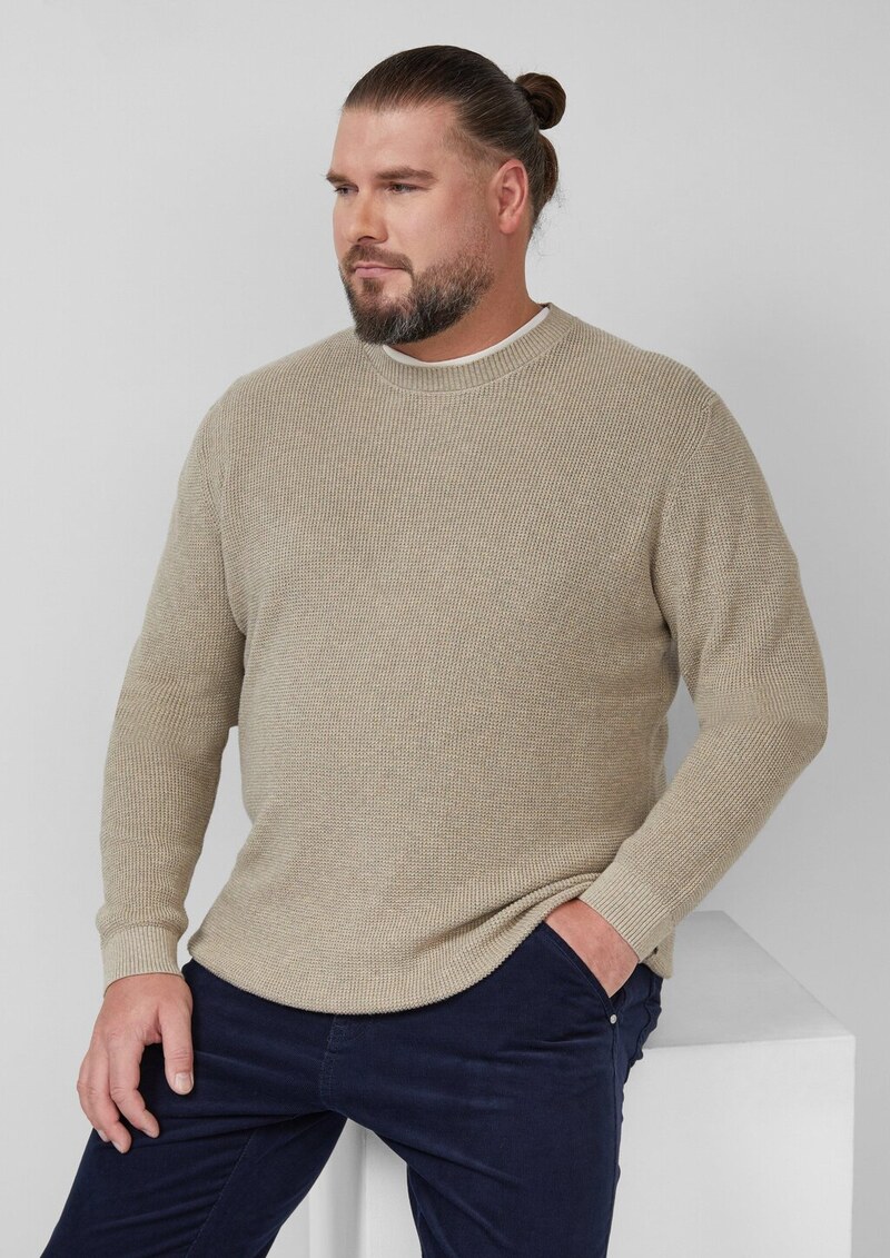Strickpullover mit Crew Neck und Strukturmuster