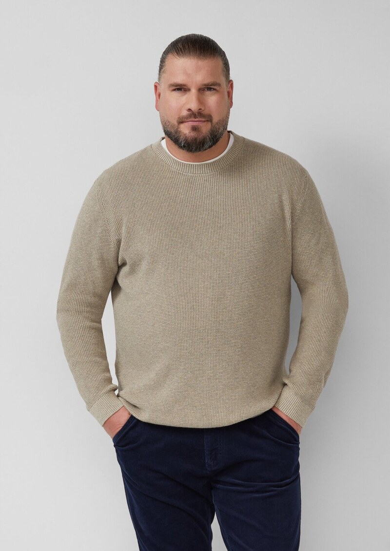 Strickpullover mit Crew Neck und Strukturmuster
