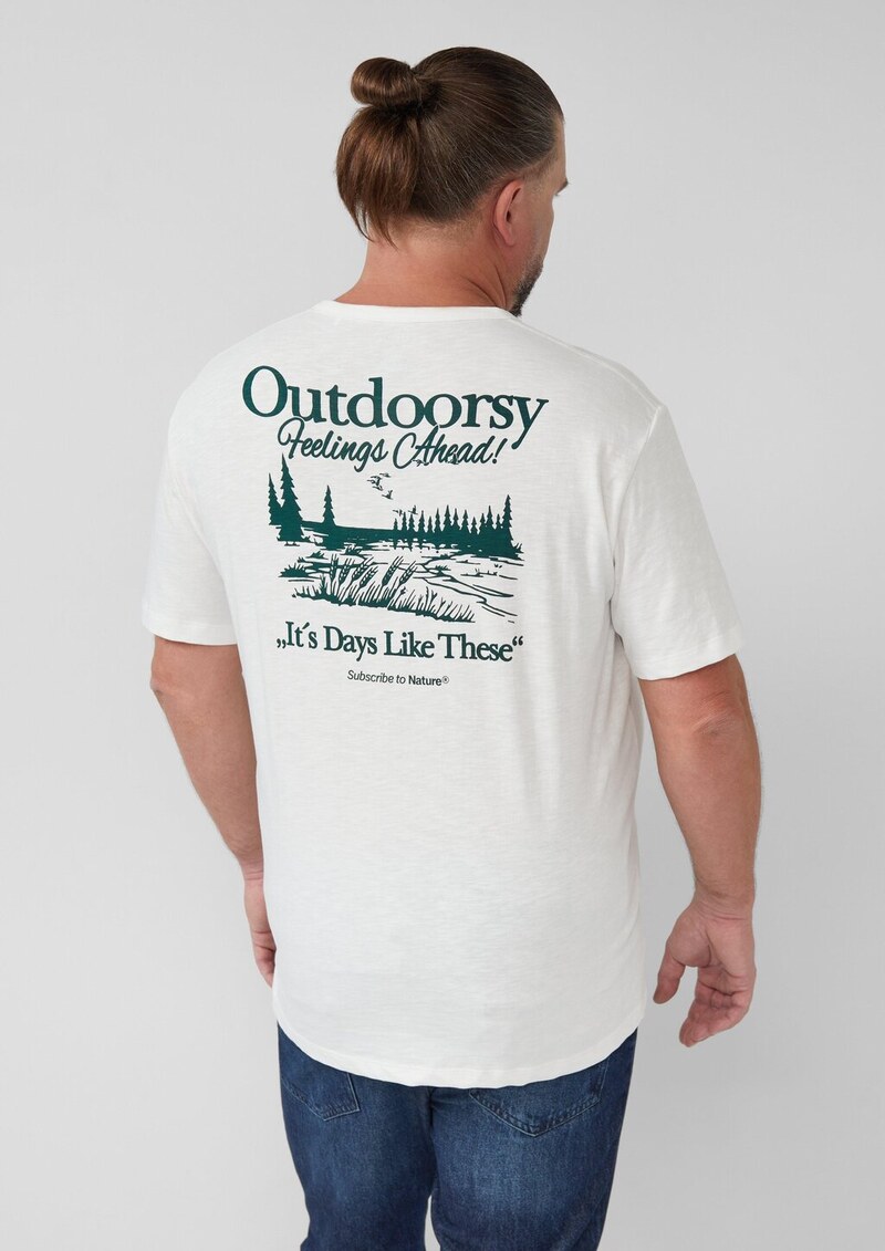 Print-T-Shirt im Relaxed Fit mit Flammgarnstruktur