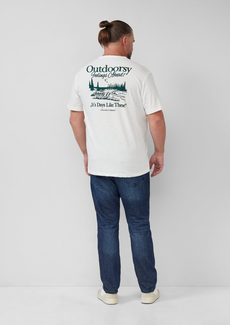 Print-T-Shirt im Relaxed Fit mit Flammgarnstruktur