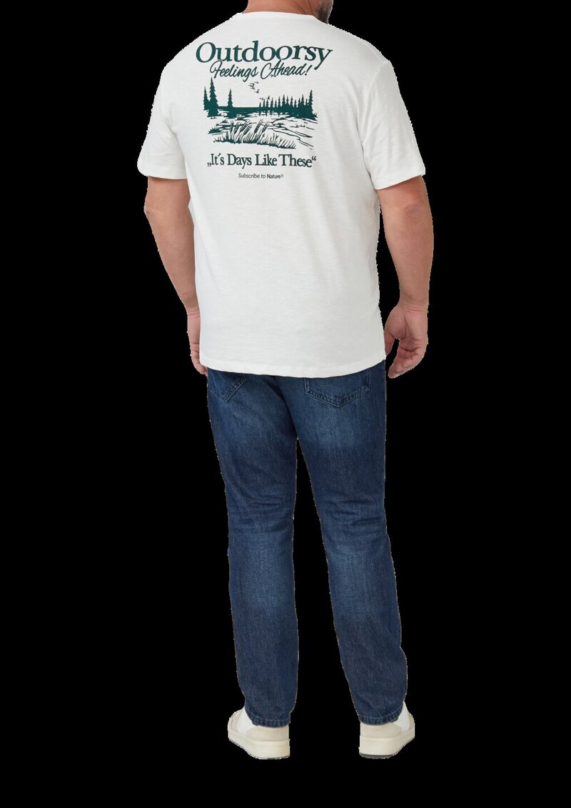 Print-T-Shirt im Relaxed Fit mit Flammgarnstruktur