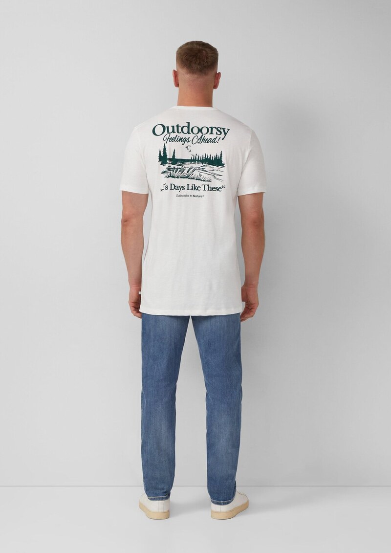 Print-T-Shirt im Relaxed Fit mit Flammgarnstruktur