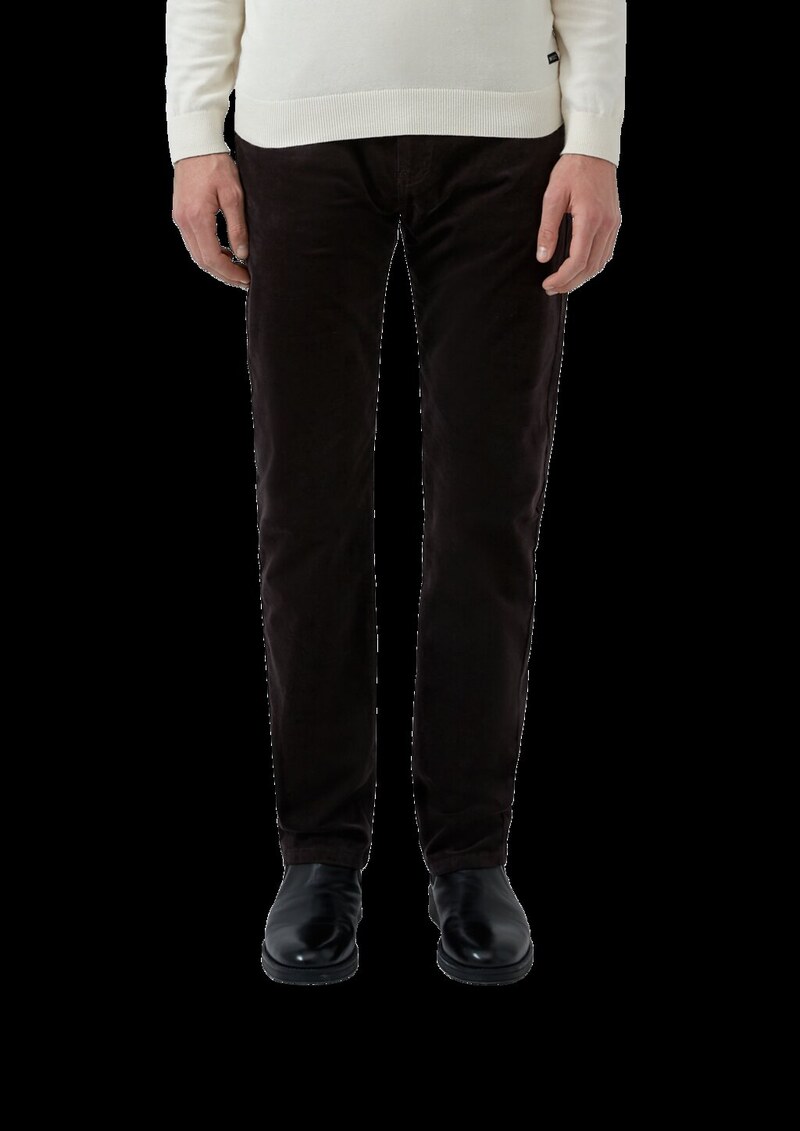 Regular Fit: Hose aus diagonalem Feincord mit geradem Bein