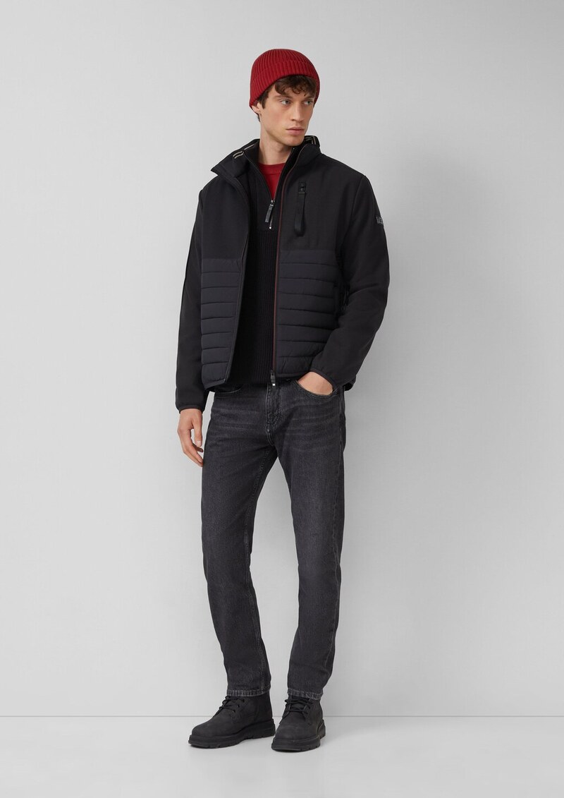 Gerippter Baumwoll-Pullover mit Troyer-Kragen