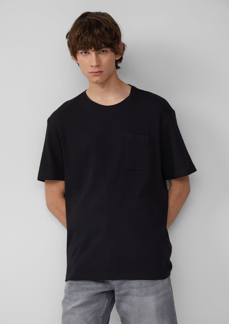 T-Shirt aus Waffelpiqué mit Brusttasche