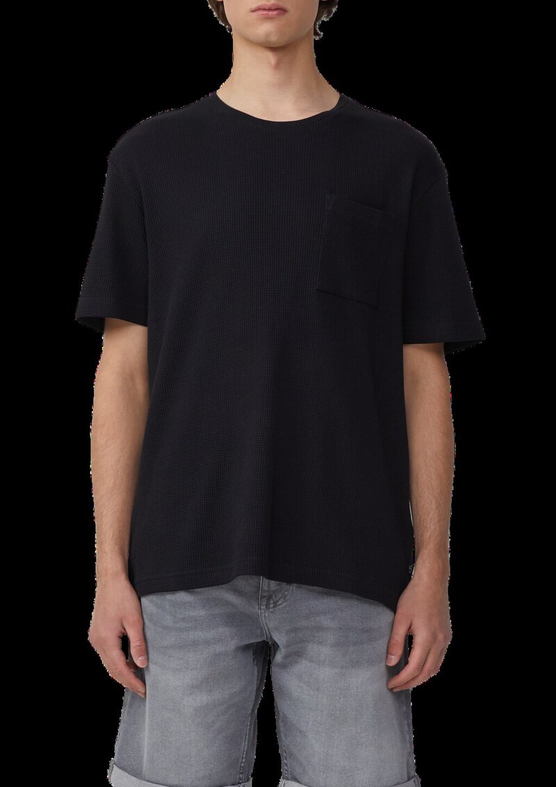 T-Shirt aus Waffelpiqué mit Brusttasche