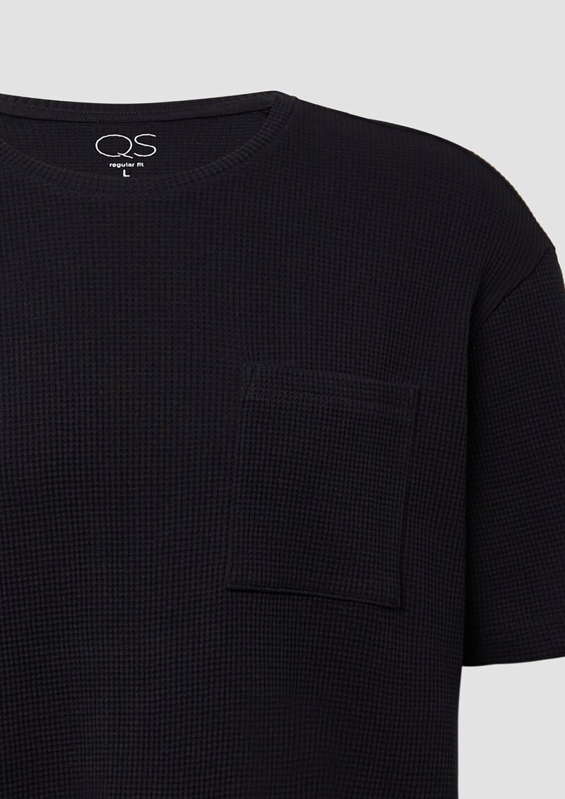 T-Shirt aus Waffelpiqué mit Brusttasche