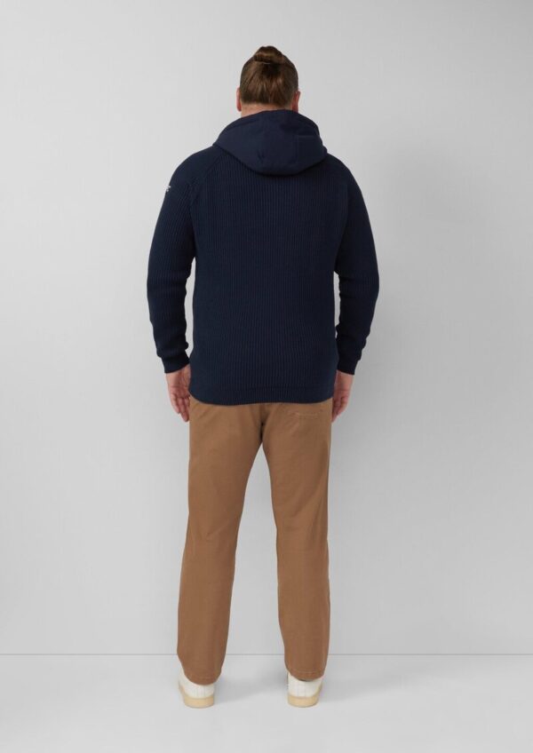 Fabricmix-Strickjacke mit Kapuze und sportiven Details