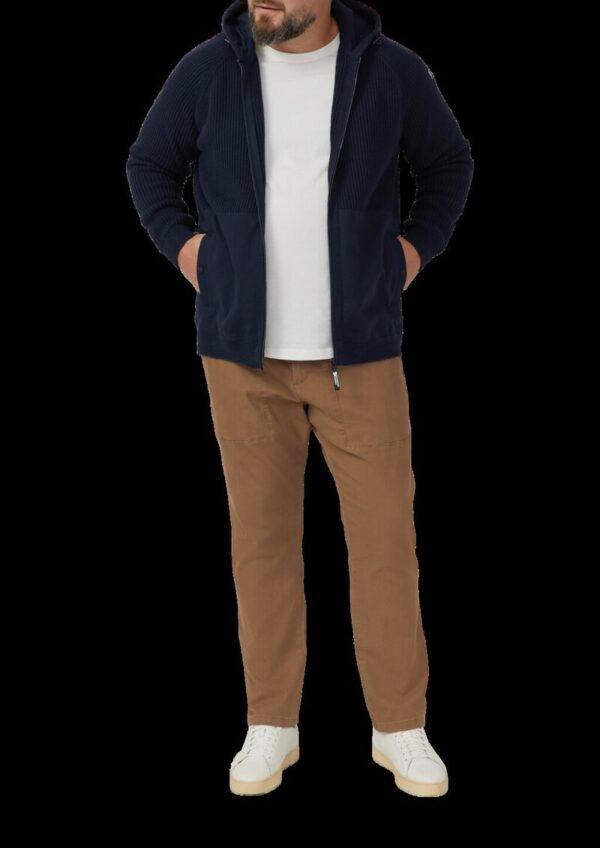 Fabricmix-Strickjacke mit Kapuze und sportiven Details