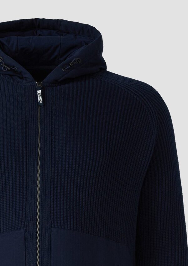 Fabricmix-Strickjacke mit Kapuze und sportiven Details