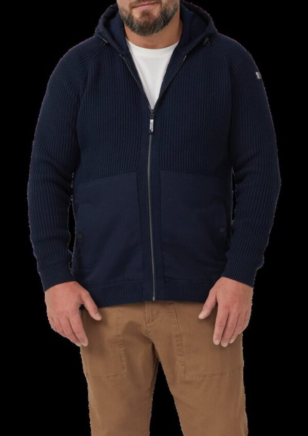 Fabricmix-Strickjacke mit Kapuze und sportiven Details