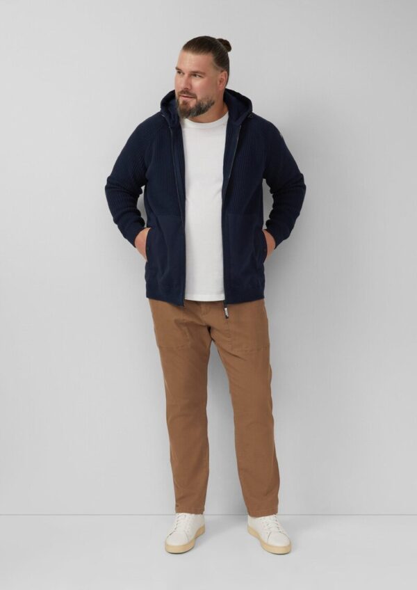 Fabricmix-Strickjacke mit Kapuze und sportiven Details