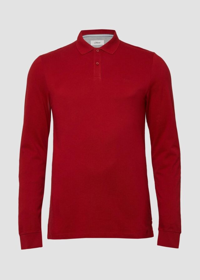 Langarm-Poloshirt aus Baumwoll-Piqué mit Bündchen