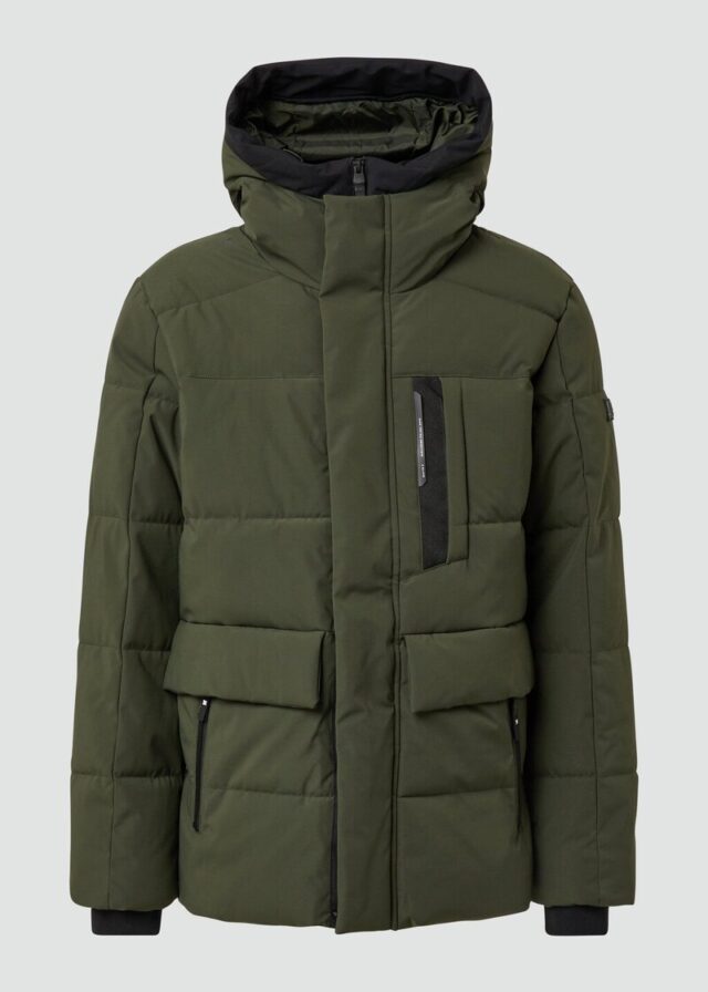 Wasserabweisender Puffer-Parka mit Kapuze und sportiven Details