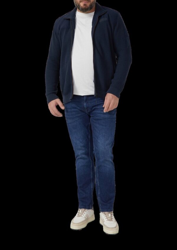 Sportive Strickjacke im Fabricmix mit Kontrastdetail