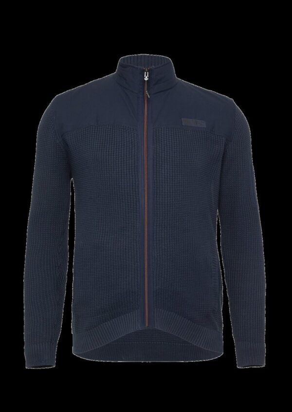 Sportive Strickjacke im Fabricmix mit Kontrastdetail