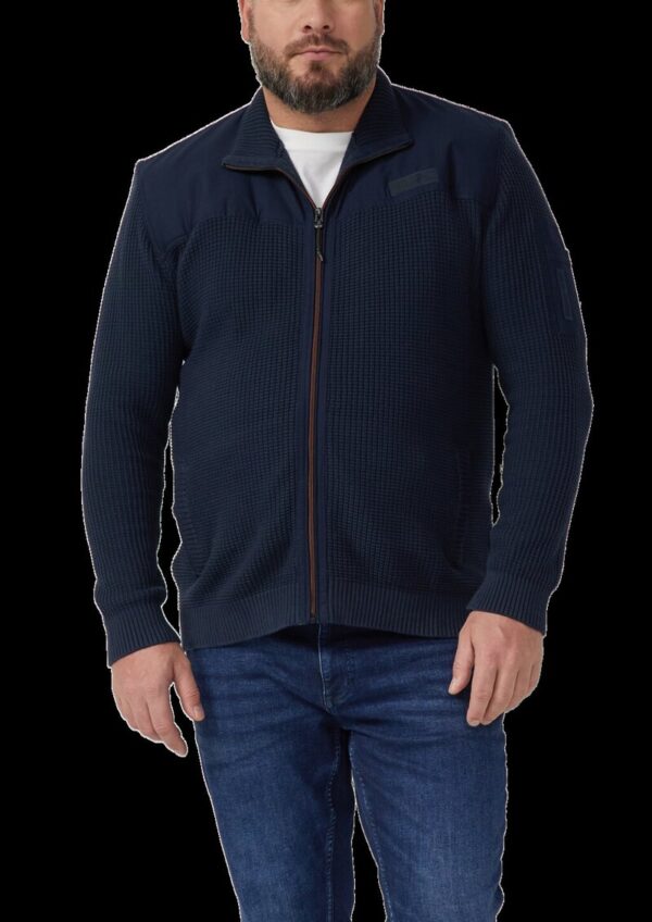 Sportive Strickjacke im Fabricmix mit Kontrastdetail