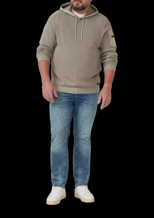 Struktur-Hoodie im Materialmix mit Ärmeltasche