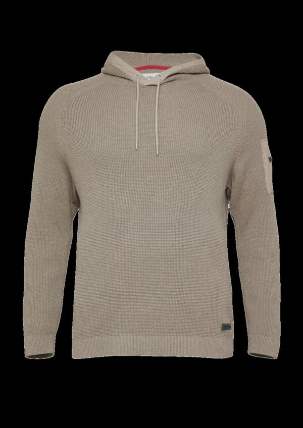 Struktur-Hoodie im Materialmix mit Ärmeltasche