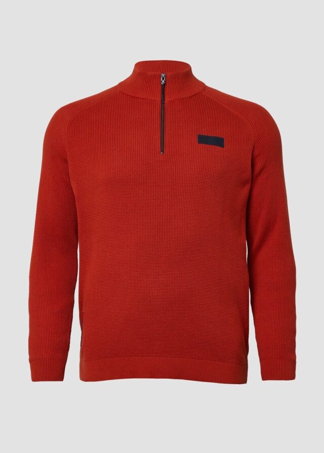 Pullover aus Strukturstrick mit Troyer-Kragen