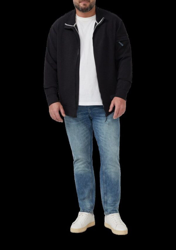 Melierte Sweatjacke mit Ärmeltasche