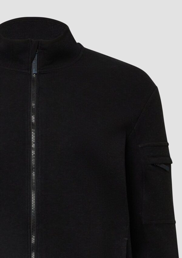 Melierte Sweatjacke mit Ärmeltasche