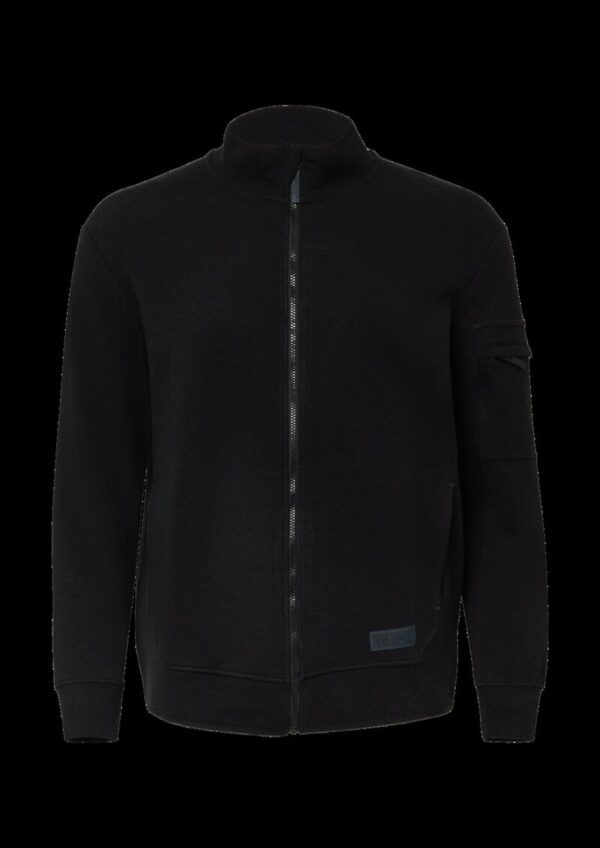 Melierte Sweatjacke mit Ärmeltasche