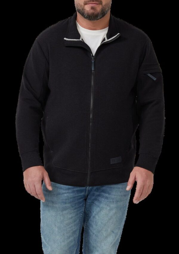 Melierte Sweatjacke mit Ärmeltasche