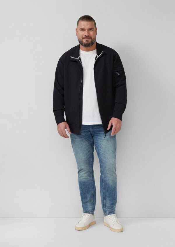 Melierte Sweatjacke mit Ärmeltasche