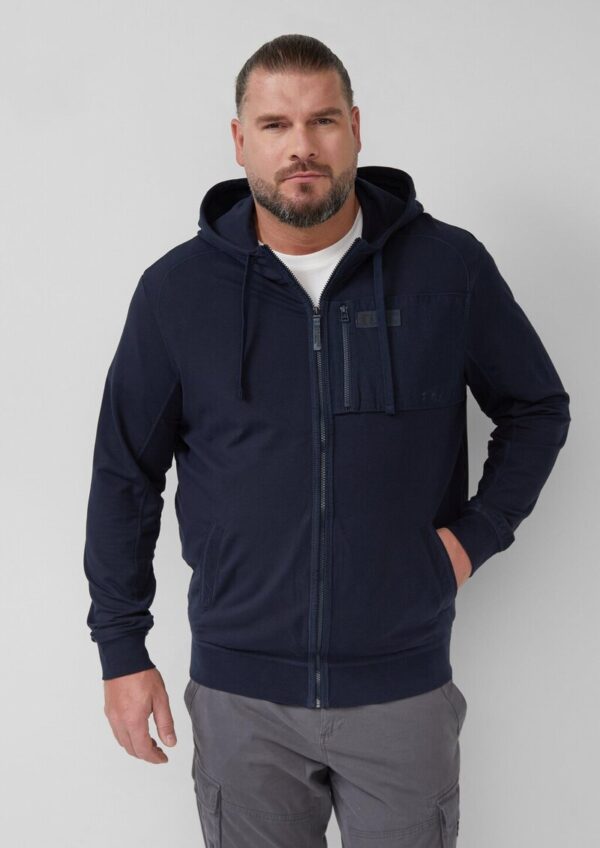 Sportive Hoodie-Sweatjacke im Fabricmix