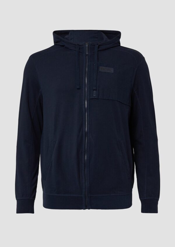 Sportive Hoodie-Sweatjacke im Fabricmix