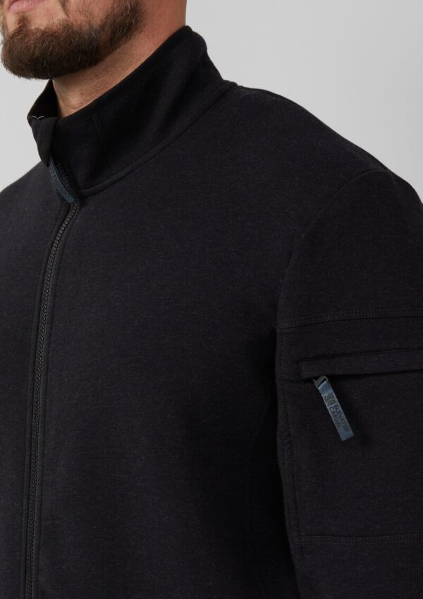 Melierte Sweatjacke mit Ärmeltasche