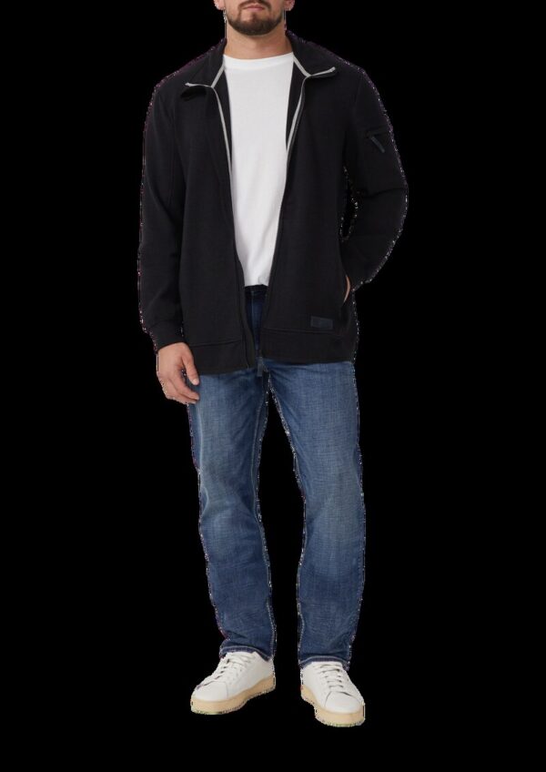 Melierte Sweatjacke mit Ärmeltasche