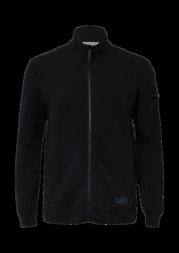 Melierte Sweatjacke mit Ärmeltasche