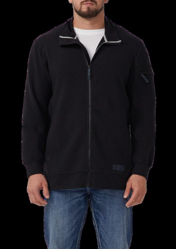 Melierte Sweatjacke mit Ärmeltasche