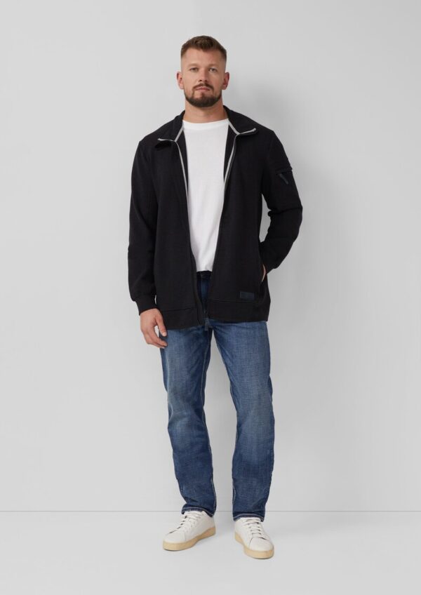 Melierte Sweatjacke mit Ärmeltasche