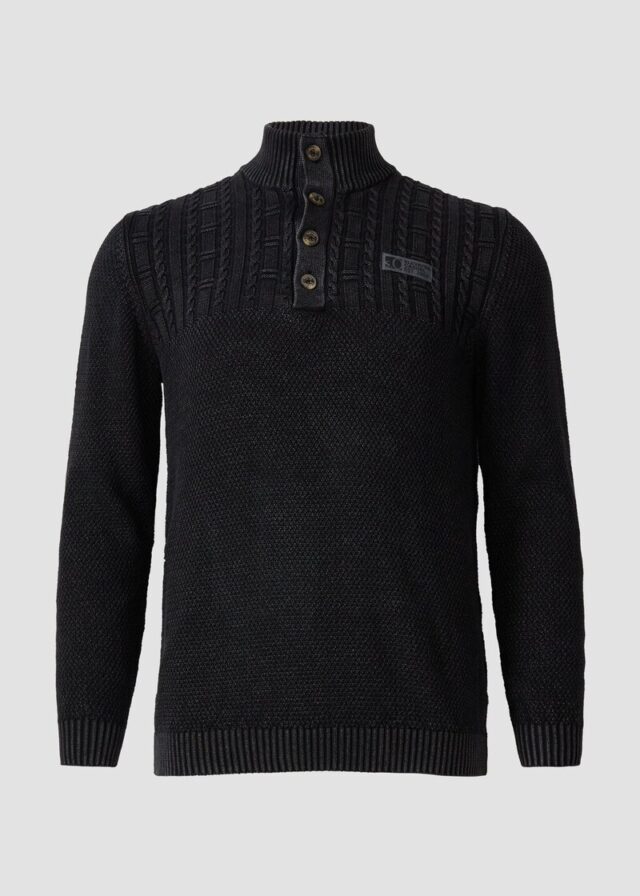 Strukturmix-Troyer aus Baumwolle mit Garment Dye