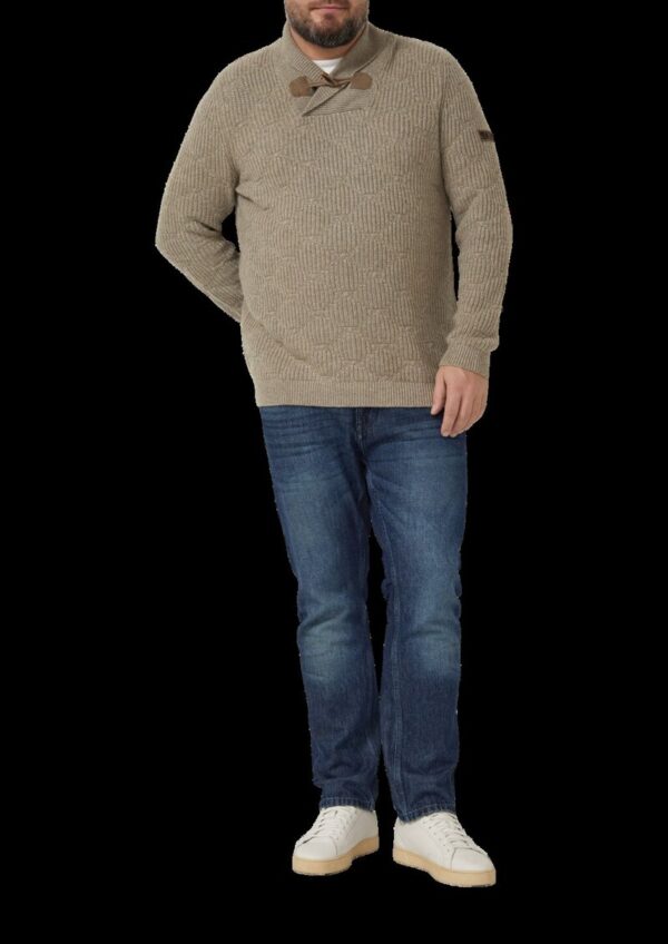 Wollmix-Pullover mit Schalkragen und Struktur
